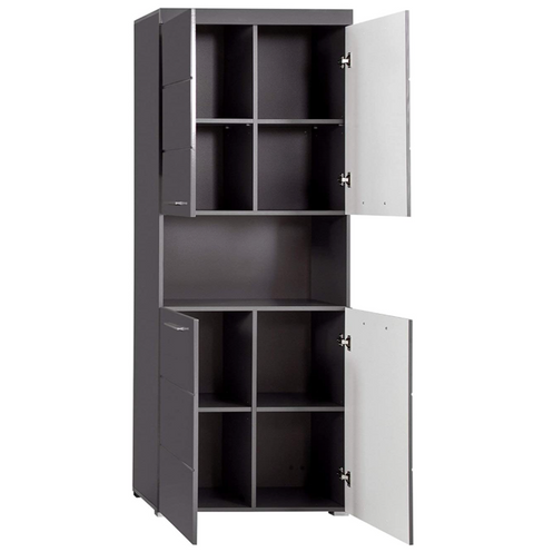 Rootz Bathroom Cabinet - High Cabinet with Open Compartment - High Gloss - 73 x 190 x 31 cm