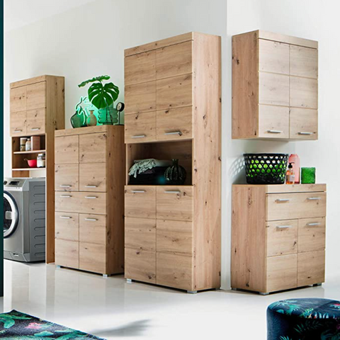 Rootz Bathroom Cabinet - High Cabinet with Open Compartment - High Gloss - 73 x 190 x 31 cm