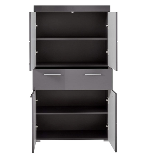 Rootz Bathroom Cabinet - High Cabinet with Open Compartment - High Gloss - 37 x 132 x 31 cm