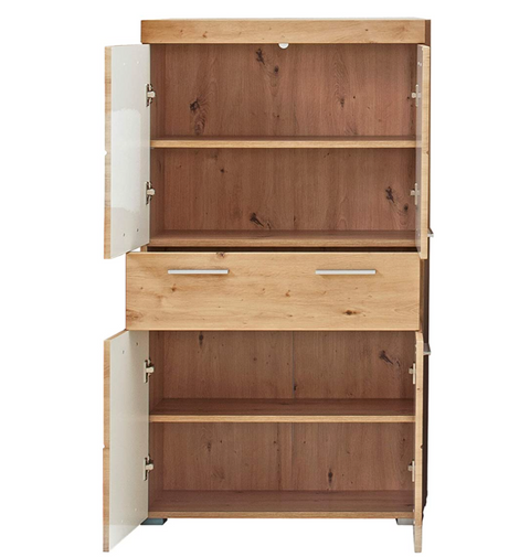 Rootz Bathroom Cabinet - High Cabinet with Open Compartment - High Gloss - 37 x 132 x 31 cm