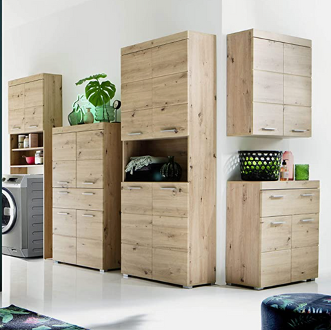 Rootz Bathroom Cabinet - Washing Machine Cabinet - High Gloss - 63 x 187 x 24cm