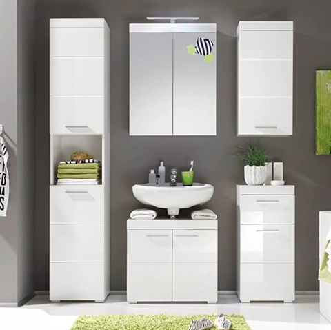 Rootz Bathroom Cabinet - Mirror with Lighting - High Gloss - 60 x 77 x 17cm