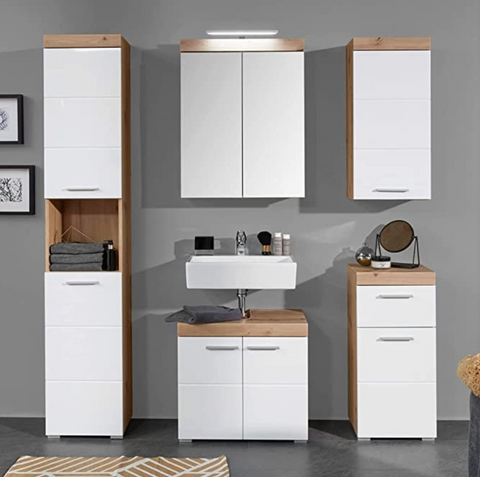 Rootz Bathroom Cabinet - Mirror with Lighting - High Gloss - 60 x 77 x 17cm