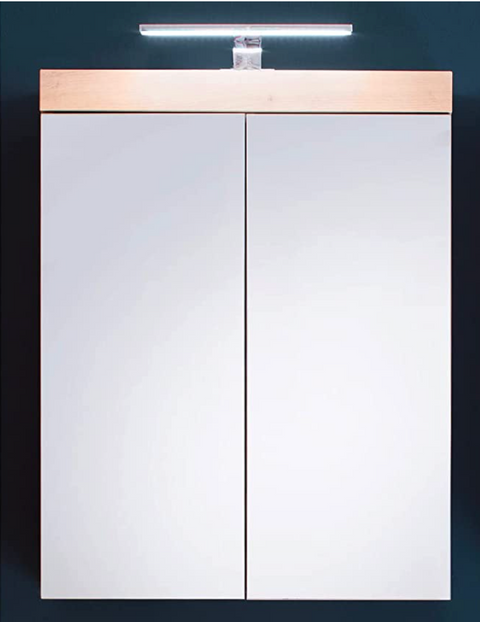 Rootz Bathroom Cabinet - Mirror with Lighting - High Gloss - 60 x 77 x 17cm