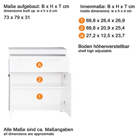 Rootz Bathroom cabinet - Cupboard - High gloss - 73 x 79 x 31 cm