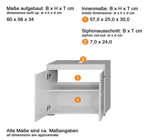Rootz Bathroom Set - Bathroom Cabinets - High Gloss - 60 x 190 x 34cm