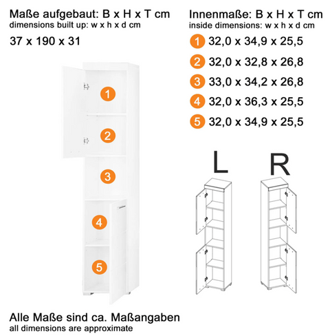 Rootz Bathroom set - Bathroom cabinets - High gloss - 112 x 190 x 34cm
