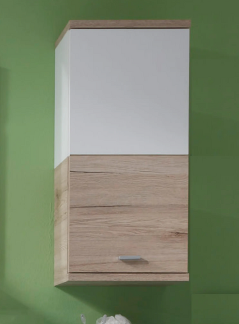 Rootz Badezimmerschrank – Wandschrank – Weiß und Braun – 36 x 79 x 25 cm
