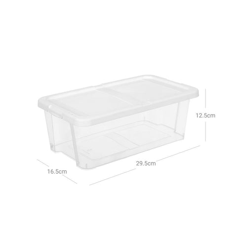 Rootz Shoe Box - Set Of 8 Shoe Box - Shoe Storage Box - Clear Shoe Box - Plastic Shoe Box - Transparent Shoe Box - PP Plastic - Clear/White - 35 x 20 x 12.5 cm
