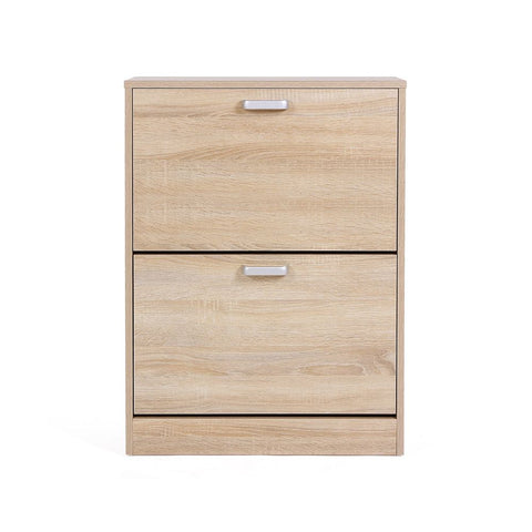 Rootz Shoe Cabinet - Shoe Cabinet With 2 Flaps - Adjustable Dividers - Shoe Storage Cabinet - Shoe Closet Furniture - Entryway - Chipboard - Melamine Coating - Oak - 60 x 83.5 x 24 cm (W x H x D)