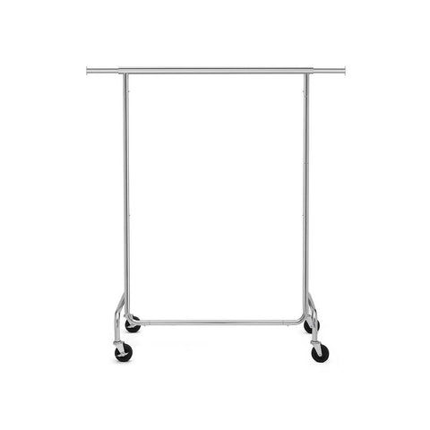 Rootz Clothes Rack - Heavy Duty Metal - Robust - Smooth Gliding - Practical - Space-saving - Storage Space - PP roll - Silver - 117 x 58.5 x 18 cm