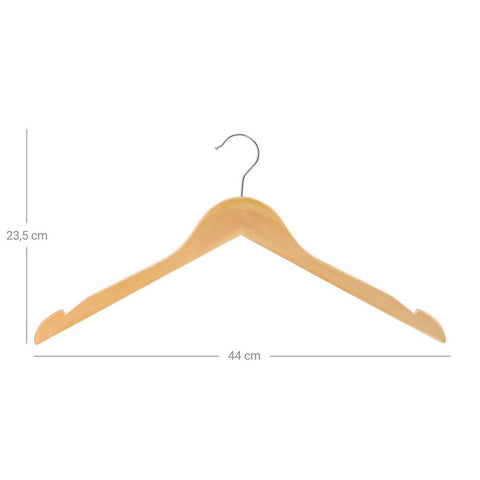 Rootz Hanger - Houten Hanger - Kledinghanger - Set Van 20 Hangers - Kleerhanger - Kledinghanger - Kledinghanger - Massief Hout - Naturel - 44 x 23,5 x 1,2 cm