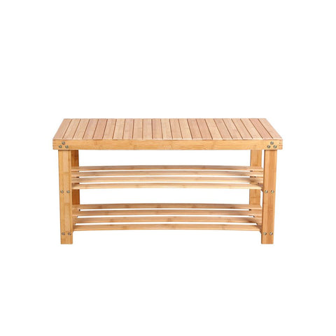 Rootz Shoe Rack - Bench With Bamboo Shoe Rack - Shoe Storage Bench - Entryway Shoe Bench - Shoe Organizer - Shoe Cabinet - Bamboo - 90 x 45 x 28 cm