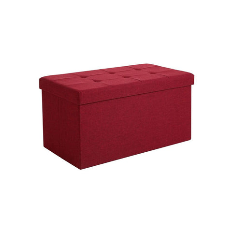 Rootz Bench With Storage Space - Storage Bench - Hidden Storage - Multi-functional Storage Seat - Entryway - Bedroom - Living Room - Imitation Linen - Foam - MDF - Red - 76 x 38 x 38 cm (L x W x H)