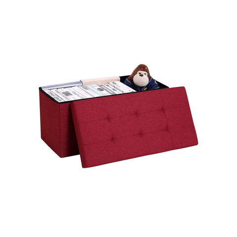 Rootz Bench With Storage Space - Storage Bench - Hidden Storage - Multi-functional Storage Seat - Entryway - Bedroom - Living Room - Imitation Linen - Foam - MDF - Red - 76 x 38 x 38 cm (L x W x H)