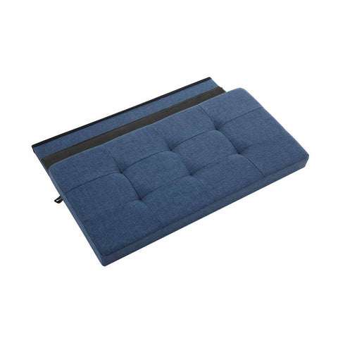 Rootz Bench With Storage Space - Seat Chest - Storage Bench - Ottoman With Storage - Hallway Storage Furniture - Entryway - Bedroom - Imitation Linen - MDF - Navy Blue - 76 x 38 x 38 cm (W x D x H)
