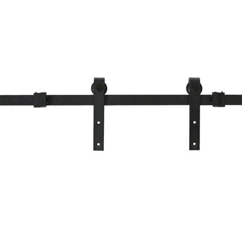 Rootz Sliding Door Set - Sliding Door System - Running Rail - Wooden Sliding Door Accessories - Carbon Steel - Black - 200 x 0.6 x 18 cm