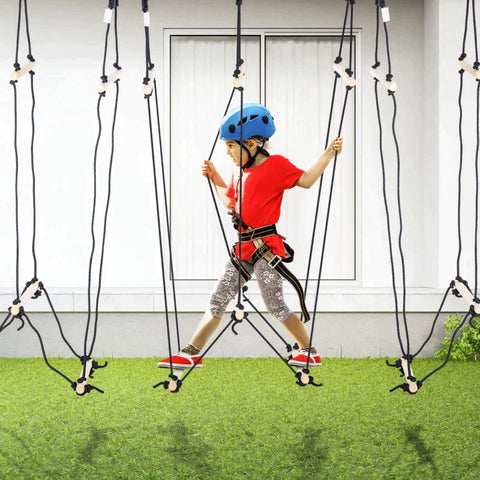 Rootz Kinder-Kletterseil – Kletterseil – Seil – mit Holzsprossen – für Kinder im Alter von 3–14 Jahren – Kunststoff/Pappelholz – 88 L x 40 B x 165 H cm