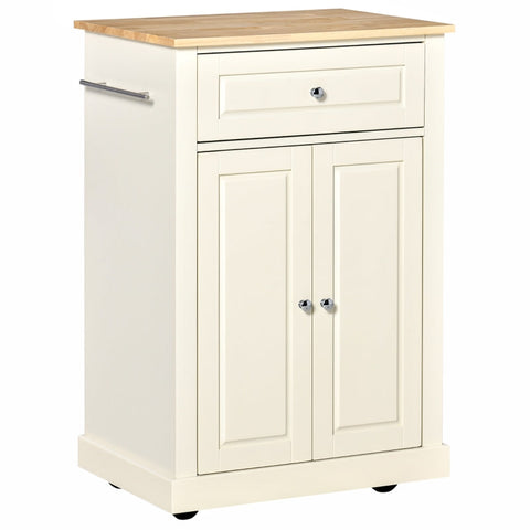 Rootz Kitchen Trolley - Rollable - Serving Trolley - Kitchen Trolley With Height-adjustable Shelves - Kitchen - Living Room - Dining Room - MDF - Country Style - Cream White - 63 x 45.5 x 91.5 cm