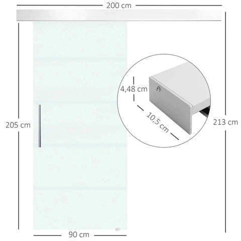 Rootz Glasschiebetür – Schiebetür – Zimmertür – Bürotür – Griffleiste – einseitig – 2050 x 900 mm