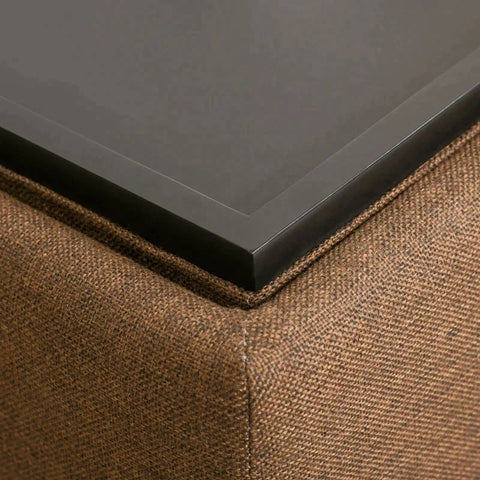 Rootz Stool - Storage Stool - Footstool - Upholstered Stool - Storage Box - Brown - 42 x 42 x 41 cm