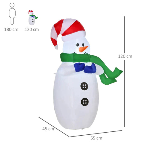 Rootz LED Figure Motif Santa Snowman - Snowman - LED Snowman-  Christmas Decoration - Illuminated Garden - Warm White - L 55 X W 45 X H 120 CM
