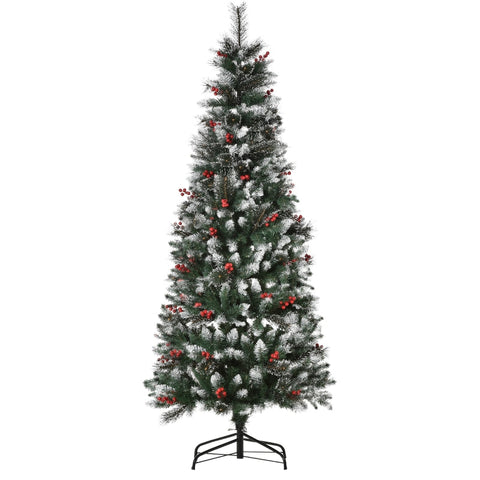 Rootz Kerstboom - Kunstkerstboom - Spar - Rode Bessen - Kerstversiering - 60cm x 60cm x 180cm