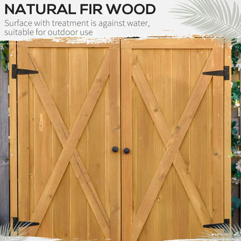 Rootz Garden Shed - Wooden Garden Storage Shed - Fir Tool Cabinet - Organizer With Shelves - Double Door - Asphalt Roof - Natural - 110 x 55 x117 cm