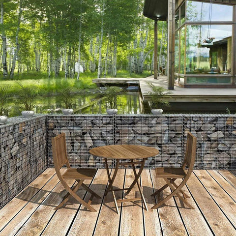 Rootz Stone Gabion - Made Of Metal Mesh - Gabion Wall - Gabion Basket - Gabion Fence - Stone-filled Gabion - Gabion Construction - Gabion Bench - Silver - 100 x 80 x 30 cm