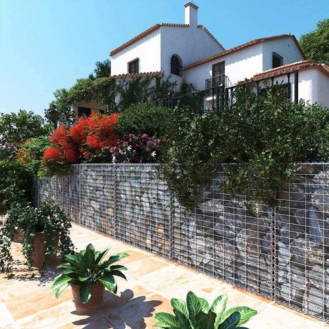 Rootz Stone Gabion - Made Of Metal Mesh - Gabion Wall - Gabion Basket - Gabion Fence - Stone-filled Gabion - Gabion Construction - Gabion Bench - Silver - 100 x 80 x 30 cm