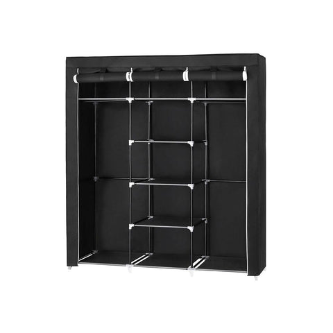Rootz Fabric Cabinet - Folding Cabinet - Cloth Cabinet - Wardrobe Cabinet - Fabric Storage Cabinet - Closet Cabinet - Fabric Organizer Cabinet - Portable Fabric Cabinet - Fabric Wardrobe - Cloth Storage Cabinet - Black - 150 x 175 x 45 cm