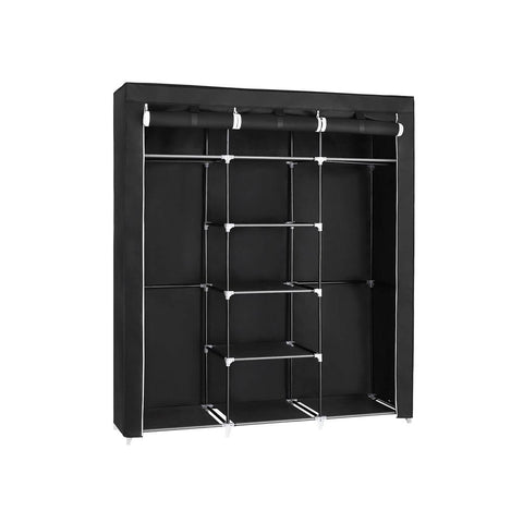 Rootz Fabric Cabinet - Folding Cabinet - Cloth Cabinet - Wardrobe Cabinet - Fabric Storage Cabinet - Closet Cabinet - Fabric Organizer Cabinet - Portable Fabric Cabinet - Fabric Wardrobe - Cloth Storage Cabinet - Black - 150 x 175 x 45 cm