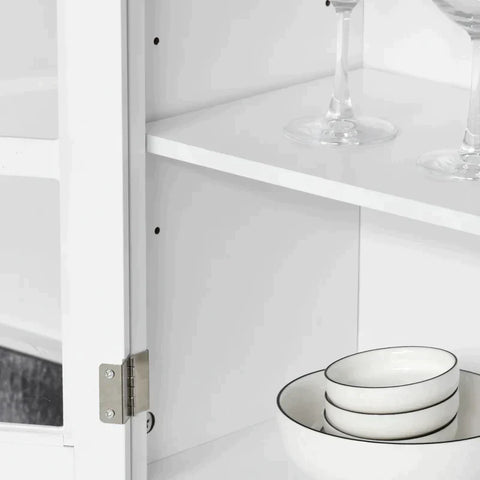 Rootz Kitchen Cabinet - Kitchen Cupboard - Storage Cabinet - Cabinet - Doors And 2 Drawers - MDF/Rubber Wood - White - 68 x 39.5 x 170 cm