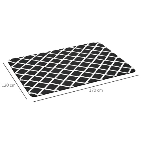 Rootz Diamond Pattern Rug - Carpet - Non-woven Backing - Black + White - 170cm x 120cm x 0.7-0.8cm