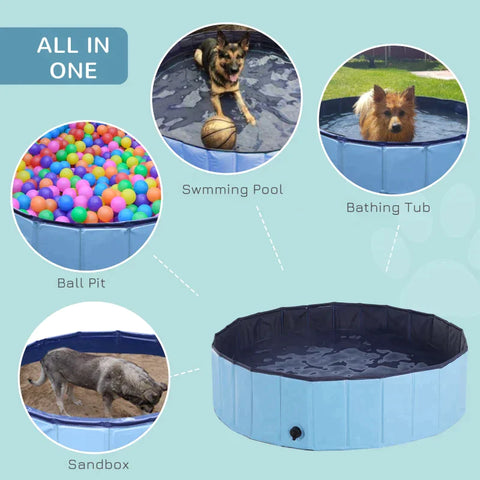 Rootz Haustier-Schwimmbecken – Hundebecken – Planschbecken – Schwimmbecken – Hundebad – faltbar – PVC+ Holz – Blau