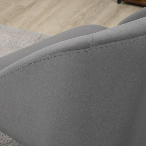 Rootz Retro Design Armchair - Accent Chair - Small Armchair - Upholstered Chairs - Velvet Look - Steel Legs - Gray - 64.5L x 63.5W x 75Hcm