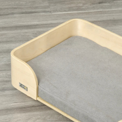 Rootz Pet Bed - Hondensofa - Raised Pet Sofa - Kattensofa - Hondenbed - Hondenslaapplaats - Inclusief Kussen - Naturel/Lichtgrijs - 75,5cm x 45,7cm x 21cm