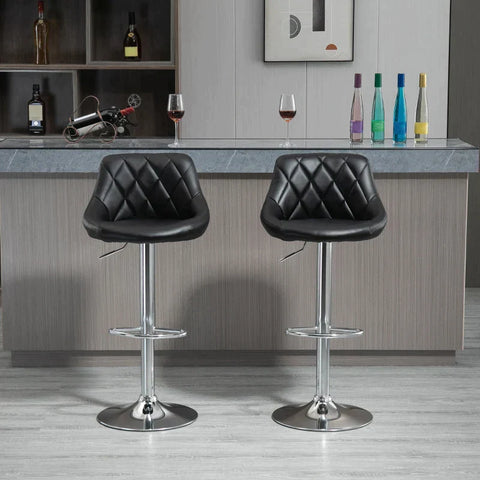 Rootz Barkruk - Barkruk Set - Krukken - Krukken Hoogte Verstelbaar - Zwart - 46,5 x 48 x 84,5-106,5 cm