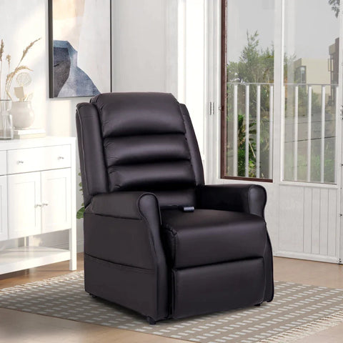 Rootz Massage Chair - Soft Padded Seat - Stand-up Aid - 8 Vibration Points - Heating Function - Footrest - Faux Leather - Black - 82L x 96W x 107H cm