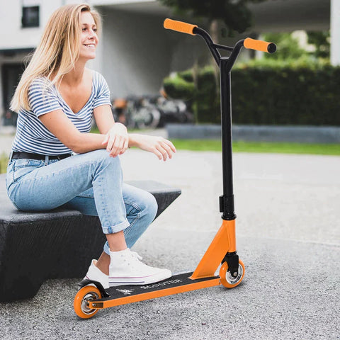 Rootz Stunt Scooter - Stunt Scooter for Kids - Kick Scooter - Fun Scooter with Deck Rubber Handles - Aluminum - Orange - 68 x 46 x 84 cm