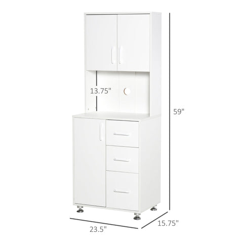 Rootz Storage Cabinet - Kitchen Cabinet - Kitchen Cupboard - Tall Cabinet - White - 60 x 40 x 150 cm