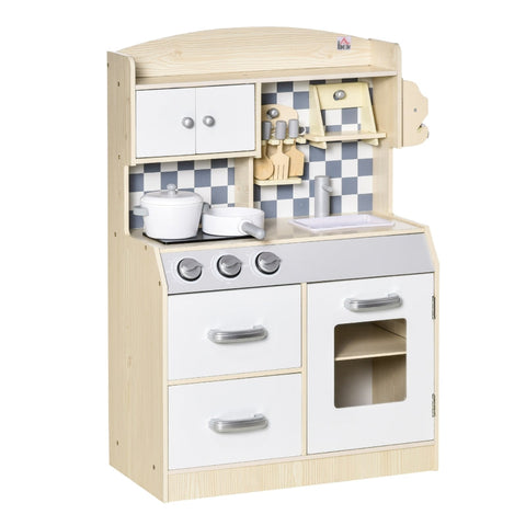 Rootz Children's Kitchen Playset - Children's Kitchen - Wooden Kitchen - Kitchen Toys - 54.5 x 29 x 80 cm