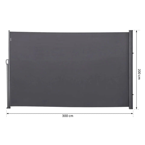 Rootz Awning - Side Awning - Privacy And Sun Protection - Side Blind - Polyester - Grey - 3 x 2 m