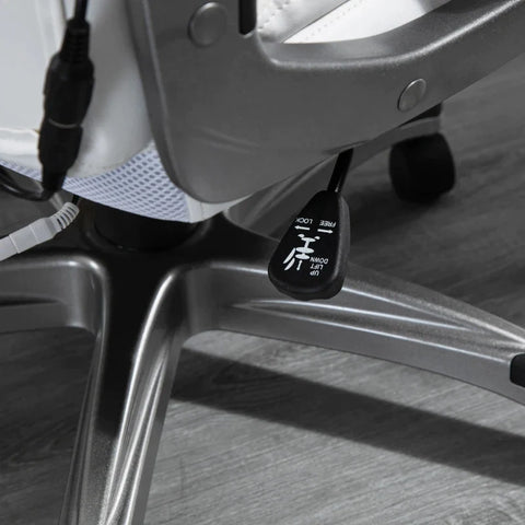 Rootz Massage Office Chair - 6-point Massage Swivel Chair - Ergonomic Chair - Made Of Faux Leather - With Curved Headrest And Armrest - White - 70 x 76.5 x 114-124 cm