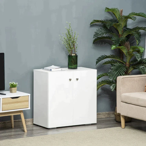 Rootz Storage Cabinet - Freestanding Storage Cabinet - With 2 shelves - White - 70cm x 39cm x 70cm