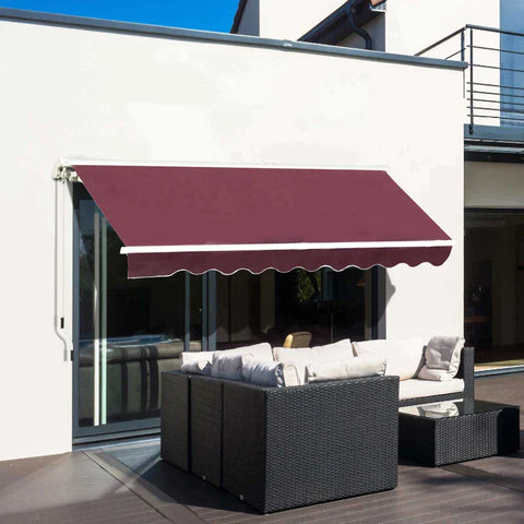 Rootz Awning - Manual Retractable Awning - Folding Awning - Aluminum - Red - 2.95 mx 2.5 m
