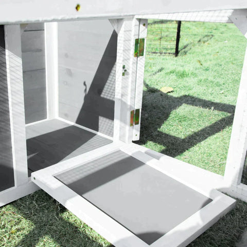 Rootz Small Animal Hutch - Rabbit Hutch - Animal Hutch - Animal Cages - Guinea Pig Hutch - Weatherproof - Fir Wood/White/Gray/Black - 120L x 105W x 46H cm