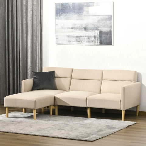 Rootz Sofa Bed - Folding Sofa - Adjustable Backrest Sofa - Living Room Sofa Bed - Convertible Sofa Bed - Multi-purpose Folding Furniture - Compact Folding Sofa Solution - Beige - 207W x 107D x 60.5H cm