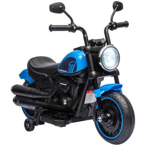 Rootz Electric Children's Motorcycle - Electric Children's Vehicle - Headlight - 3 Km/h - Plastic - Blue + Black - 76L x 42W x 57H cm