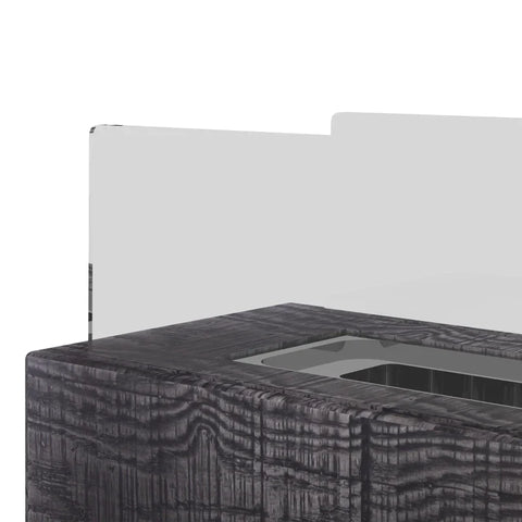 Rootz Ethanol Fireplace - Table Fireplace - Tempered Glass - Concrete Bowl - 45 Min Burning Time - 0.15 L Capacity - Up To 18 M² - Gray - 33L x 16W x 18H cm